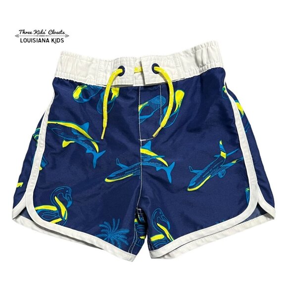 Mini Boden 3-4Y Shark Swim Trunks - Picture 1 of 5
